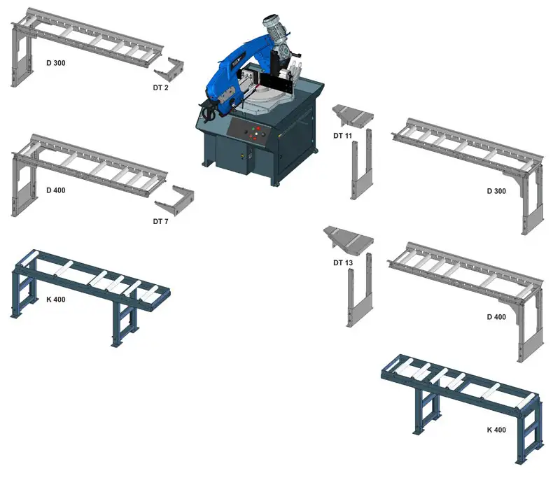 Conveyors for ARG 300 plus H.F. Bandsaw